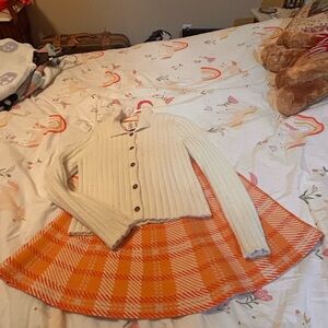 Charming Kids Cream and Orange Plaid Set